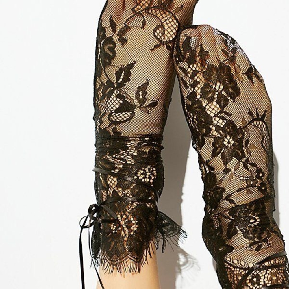 Free People Black Lace Ankle Stockings Socks